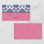 青王室のとピンクのダマスクプレイスカード プレイスカード (正面/裏面)