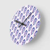 青王室のとピンクの模様 ラウンド壁時計 (傾斜)