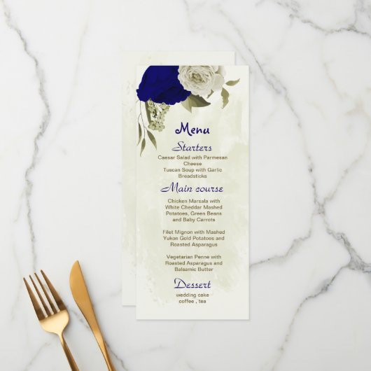 青王室のとベージュの花結婚植物学 メニュー (正面/裏面インサイチュ)