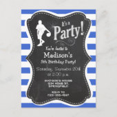 青王室のと白のストライプバスケットボール インビテーションポストカード (正面)