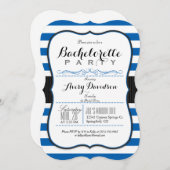 青王室のと白のストライプバチェロレッテ 招待状 (正面/裏面)