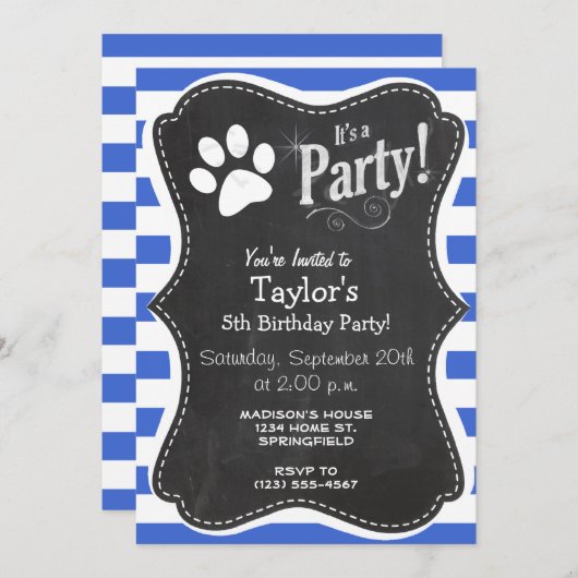 青王室のと白のストライプ 招待状 (正面/裏面)