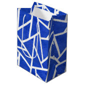 青王室のと白のモザイク模様 ミディアムペーパーバッグ (正面アングル)