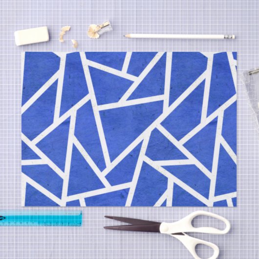 青王室のと白のモザイク模様 薄葉紙 (クラフト)