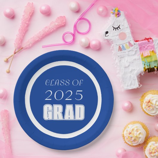 青王室のと白の学校のカラー卒業 ペーパープレート (パーティー)