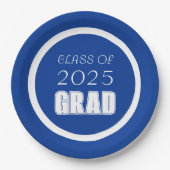 青王室のと白の学校のカラー卒業 ペーパープレート (正面)