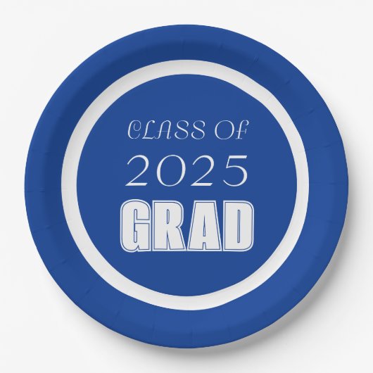 青王室のと白の学校のカラー卒業 ペーパープレート (正面)