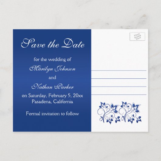 青王室のと白の日付の写真カードを保存 案内ポストカード (裏面)