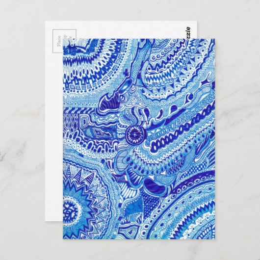 青王室のと白の明明スタイルパターンアート ポストカード (正面/裏面)