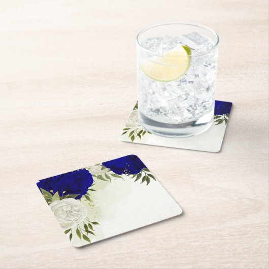 青王室のと白の花が緑に結婚なる スクエアペーパーコースター (インサイチュ)