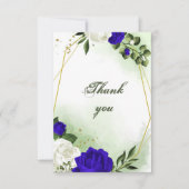 青王室のと白の花の緑の金ゴールド幾何学的 サンキューカード (正面)