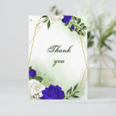 青王室のと白の花の緑の金ゴールド幾何学的 サンキューカード (スタンド正面)