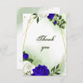 青王室のと白の花の緑の金ゴールド幾何学的 サンキューカード (正面/裏面)