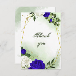 青王室のと白の花の緑の金ゴールド幾何学的 サンキューカード