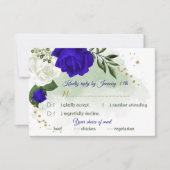 青王室のと白の花の緑の食事の選択 出欠カード (正面)