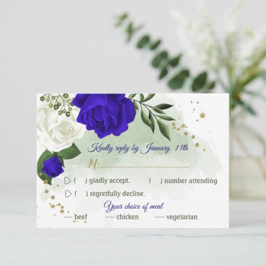 青王室のと白の花の緑の食事の選択 出欠カード (スタンド正面)