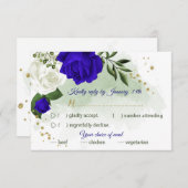 青王室のと白の花の緑の食事の選択 出欠カード (正面/裏面)