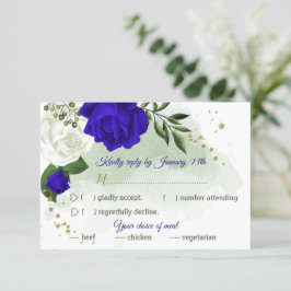 青王室のと白の花の緑の食事の選択 出欠カード