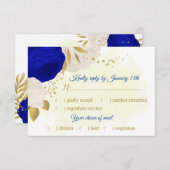 青王室のと白の花の金ゴールド選択 出欠カード (正面/裏面)