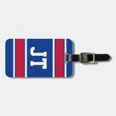 青王室のと赤のスポストライプートパーソナライズされた ラゲッジタグ (正面横)