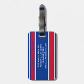 青王室のと赤のスポストライプートパーソナライズされた ラゲッジタグ (裏面縦)