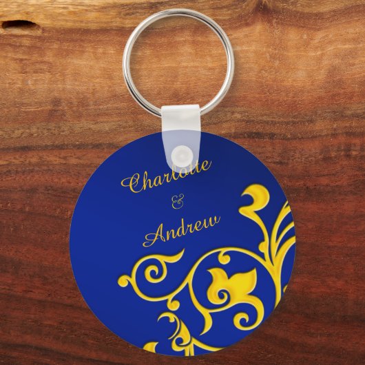 青王室のと金ゴールドのカップル名 キーホルダー (正面)
