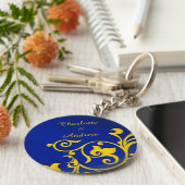 青王室のと金ゴールドのカップル名 キーホルダー (側面)