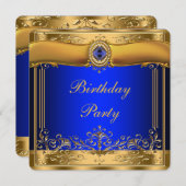 青王室のと金ゴールドのパーティー 招待状 (正面/裏面)