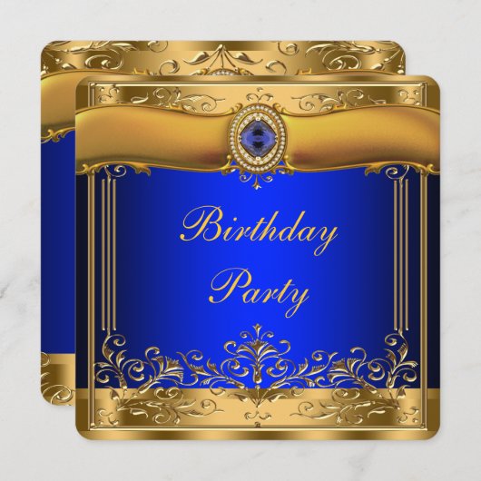 青王室のと金ゴールドのパーティー 招待状 (正面/裏面)