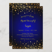 青王室のと金ゴールドのブライダルシャワー結婚式の招待 シーズンカード (正面/裏面)
