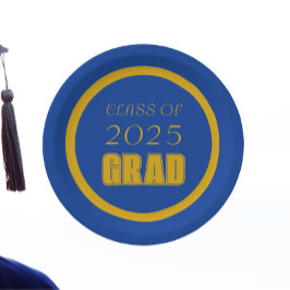 青王室のと金ゴールドの学校カラー卒業 ペーパープレート