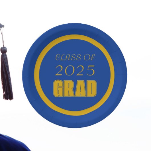 青王室のと金ゴールドの学校カラー卒業 ペーパープレート