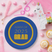 青王室のと金ゴールドの学校カラー卒業 ペーパープレート (パーティー)