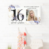 青王室のと金ゴールドの葉の甘い16フォトバナー 横断幕 (インサイチュ)