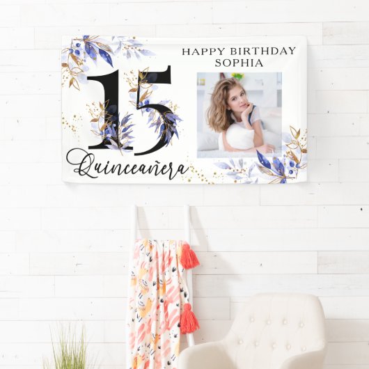 青王室のと金ゴールドの葉キンセアニェラ写真 横断幕 (インサイチュ)