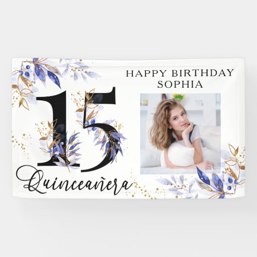 青王室のと金ゴールドの葉キンセアニェラ写真 横断幕 (横)