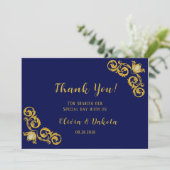 青王室のと金ゴールド結婚のサンキューカード 招待状 (スタンド正面)