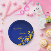 青王室のと金ゴールド結婚の ペーパープレート (パーティー)