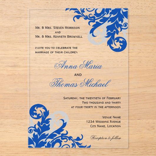 青王室のと銀が栄え結婚た アクリル招待状 (正面)