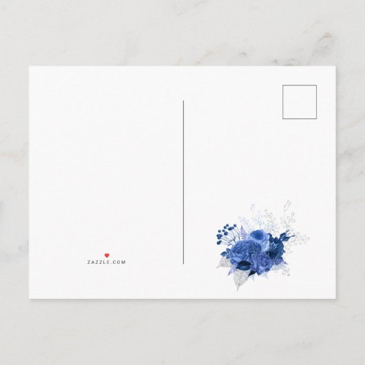 青王室のと銀のフローラ結婚式の日付を保存 案内ポストカード (裏面)