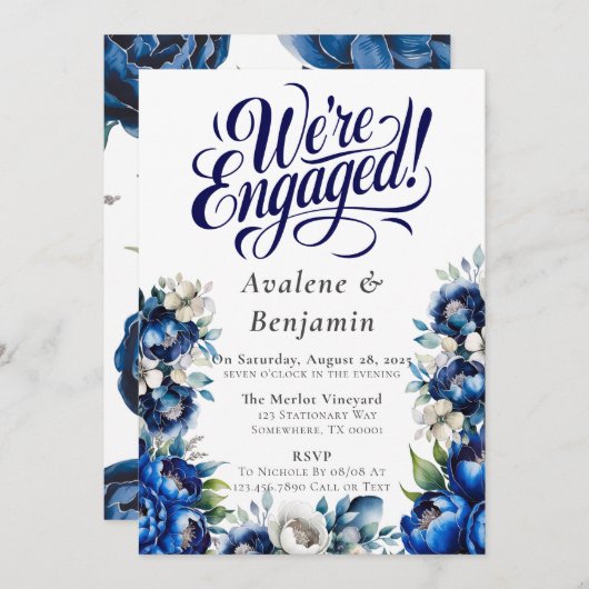 青王室のと銀の牡丹だ婚約した 招待状 (正面/裏面)