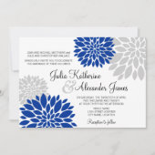 青王室のと銀灰色のフローラバースト結婚 招待状 (正面)