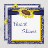 青王室のと黄色のひまわりブライダルシャワー 招待状 (正面/裏面)
