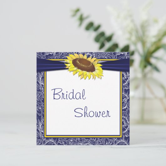 青王室のと黄色のひまわりブライダルシャワー 招待状 (スタンド正面)