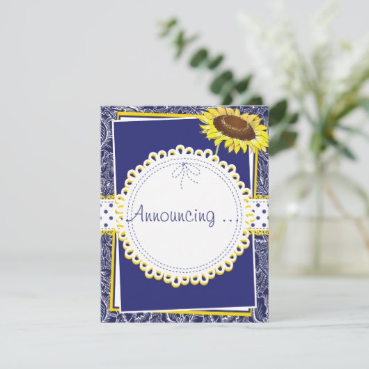 青王室のと黄色のひまわり婚約 案内状 (スタンド正面)