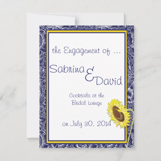 青王室のと黄色のひまわり婚約 案内状 (裏面)