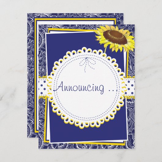 青王室のと黄色のひまわり婚約 案内状 (正面/裏面)