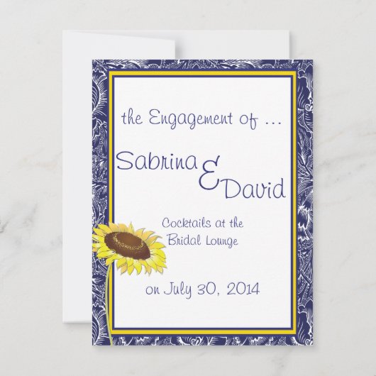 青王室のと黄色のひまわり婚約 案内状 (裏面)