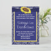 青王室のと黄色のひまわり結婚式招待状 招待状 (スタンド正面)