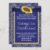 青王室のと黄色のひまわり結婚式招待状 招待状 (正面/裏面)